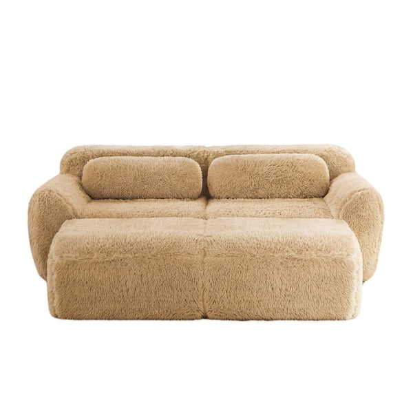 English Elm 80''soft Plush Modular Sectional Sofa with Chaise Deep Seat High Density Foam Living Room Light Khaki W714S01566