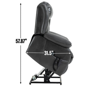 English Elm Dual Motor Power Lift Recliner with Massage Heat and 180 Degree Brown Lounge Chair W1803S00065
