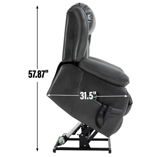 English Elm Dual Motor Power Lift Recliner with Massage Heat and 180 Degree Brown Lounge Chair W1803S00065