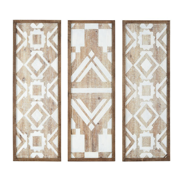 JLA Home Madison Park - Two-tone Carved Geometric 3-Piece Wood Wall Art Set — Two-Tone Mandala Panels, Lightweight Stylish Decor MP167-0098