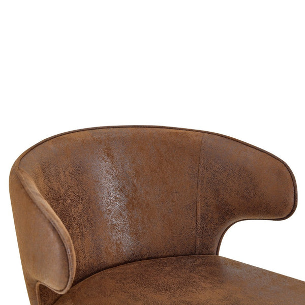 English Elm Modern Oil Wax Upholstered Swivel Barstool Set with Lumbar Support and Chrome Base W2920S00133