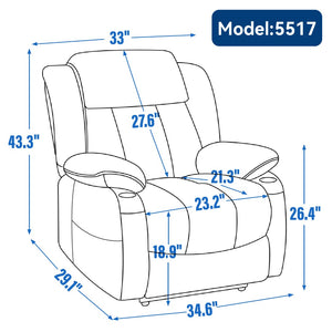 English Elm Up to 350 Lb Chenille Power Lift Recliner with Massage Heat and Charging Ports W1803S00072