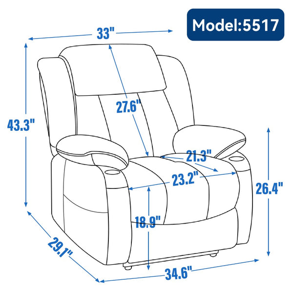 English Elm Up to 350 Lb Chenille Power Lift Recliner with Massage Heat and Charging Ports W1803S00072