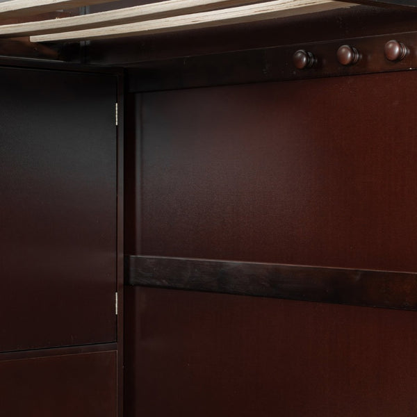 English Elm Twin Over Full Bunk Bed with Wardrobe Storage Stairs Shelves and Usb Charging Espresso LT000292AAP