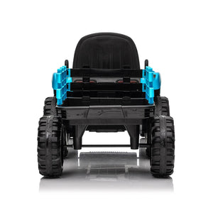 English Elm Ride on Electric Tractor Toy with Trailer 24v 400w Dual Motors Remote Control Led Blue W1578P194692