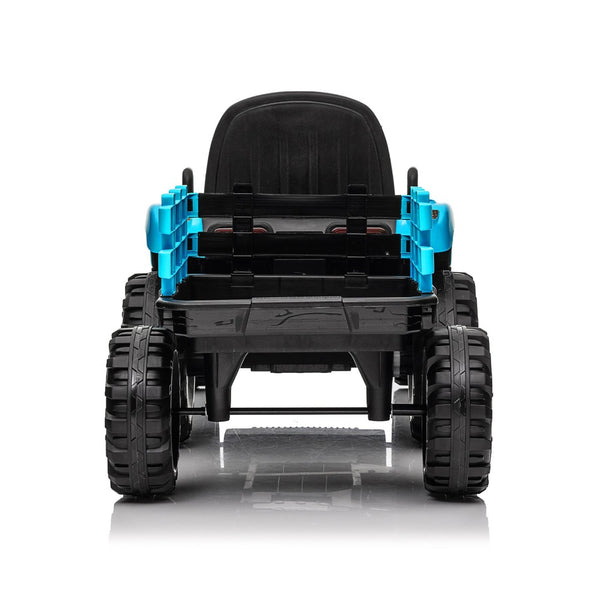 English Elm Ride on Electric Tractor Toy with Trailer 24v 400w Dual Motors Remote Control Led Blue W1578P194692
