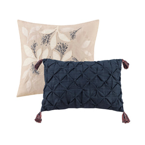 English Elm 8 Camillia Cotton Comforter Set Queen with Blush Floral Print, Ruffled Euro Shams, OEKO-TEX Safe Navy 13.78 L x 18.9 W x 12.6 H B035128842