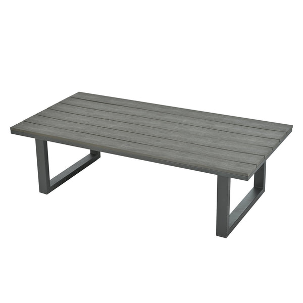 English Elm U_STYLE Outdoor Patio Seating Set with Durable Iron Frame, Plastic Wood Table, Thick Cushions for Comfort Gray WY000442AAE