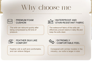 English Elm Modular Sectional Sofa - 3-Seater Light Gray Minimalist Design With Ottoman, Comfy Sleeper Option W3622S00010