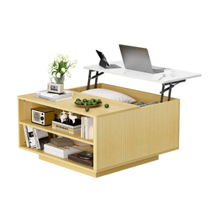 English Elm Lift Top Coffee Table Faux Marble Surface Hydraulic Storage Shelves Modern Home T3773P419176