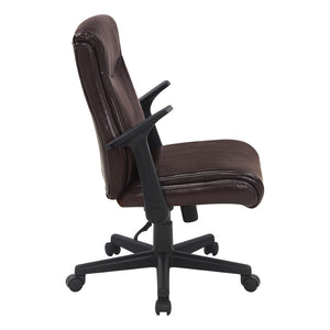 OSP Home Furnishings Mid Back Faux Leather Manager Chair with Lumbar Support and Pneumatic Height Adjust Chocolate FL91201-U2