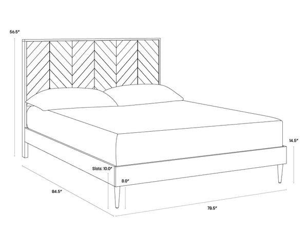 Sunpan Greyson Bed - Stylish Handcrafted Chevron Design with Pewter Steel Feet for Cozy Bedroom Appeal King