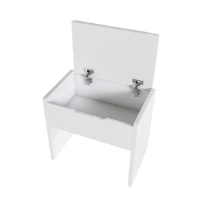 English Elm Vanity Desk with Led Mirror Touch Light Power Outlet Drawers and Storage Stool W2700P342538