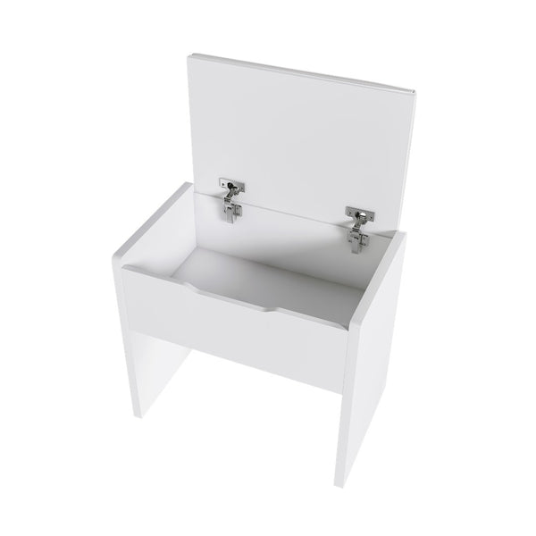 English Elm Vanity Desk with Led Mirror Touch Light Power Outlet Drawers and Storage Stool W2700P342538