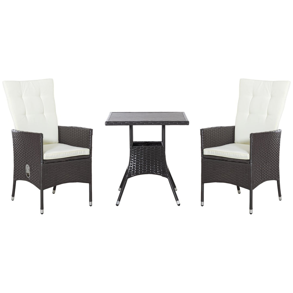 English Elm Outsunny Pe Rattan Outdoor Bistro Set Reclining High Back Chairs Tufted Cushions Patio W2225P200904