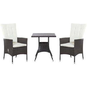 English Elm Outsunny Pe Rattan Outdoor Bistro Set Reclining High Back Chairs Tufted Cushions Patio W2225P200904