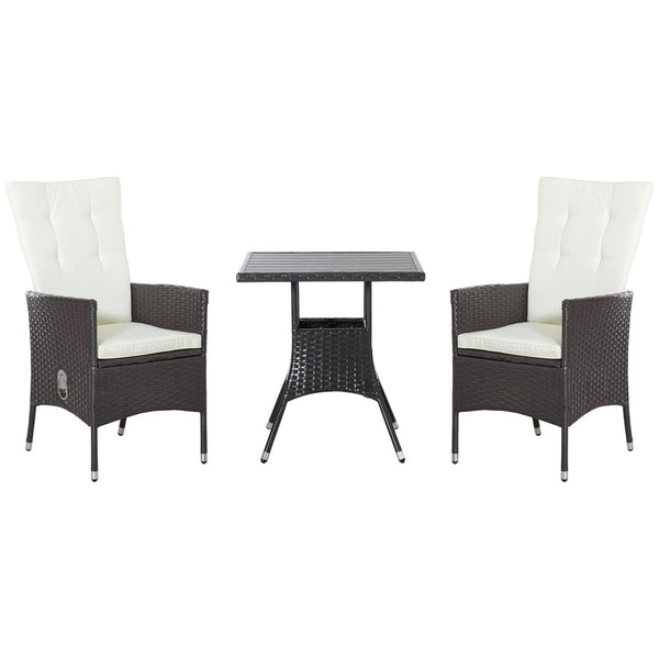 English Elm Outsunny Pe Rattan Outdoor Bistro Set Reclining High Back Chairs Tufted Cushions Patio W2225P200904
