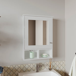 English Elm Medicine Compact Wall Cabinet with Mirror Door, Engineered Wood Storage, Durable, Space-Saving Design White 34.65 L x 23.23 W x 4.72 H B097P250880