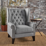 Christopher Knight Home® - Noble House - Laird Traditional Winged Grey Fabric Accent Chair