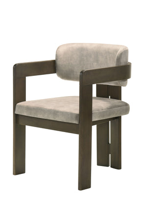 English Elm Destin Light Gray Polished Microfiber Side Chair with Walnut Finish, Padded Comfort & Durable Frame B2726P246631