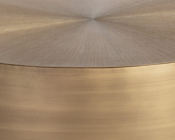 Sunpan Creed Coffee Table - Hand-Etched Iron Design with Drum Base, Perfect for Modern Living Spaces Large - 48W x 48D x 15H