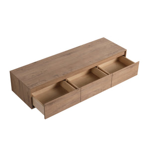 English Elm 60" Wall-Mounted Bathroom Vanity in Imitative Oak with 3 Soft-Close Drawers, Scratch & Water-Resist W999P290398
