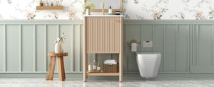 English Elm 20-inch French Style Bathroom Vanity with Integrated Ceramic Sink, Carved Accents & Soft-Close Door Cream White N710P330975Y