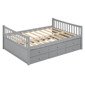 English Elm Full Size Daybed with Trundle Twin Pullout and Three Storage Drawers for Guest Rooms LP100341AAE