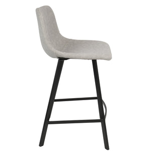 English Elm Outlaw Industrial Counter Stool Set of 2 — Grey Faux Leather, Black Metal Frame, Suede-Like PU Comfort B202P222418