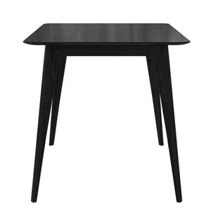 English Elm [video] Mid-century Modern Dining Table Rubberwood Splayed Legs Faux Grain Top Seats Four N759P222557B