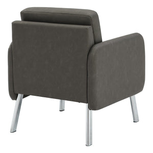 OSP Home Furnishings Lounge Chair with Faux Leather Upholstery and Chrome Legs for Reception or Waiting Areas Chair Smoke SL5601-P52