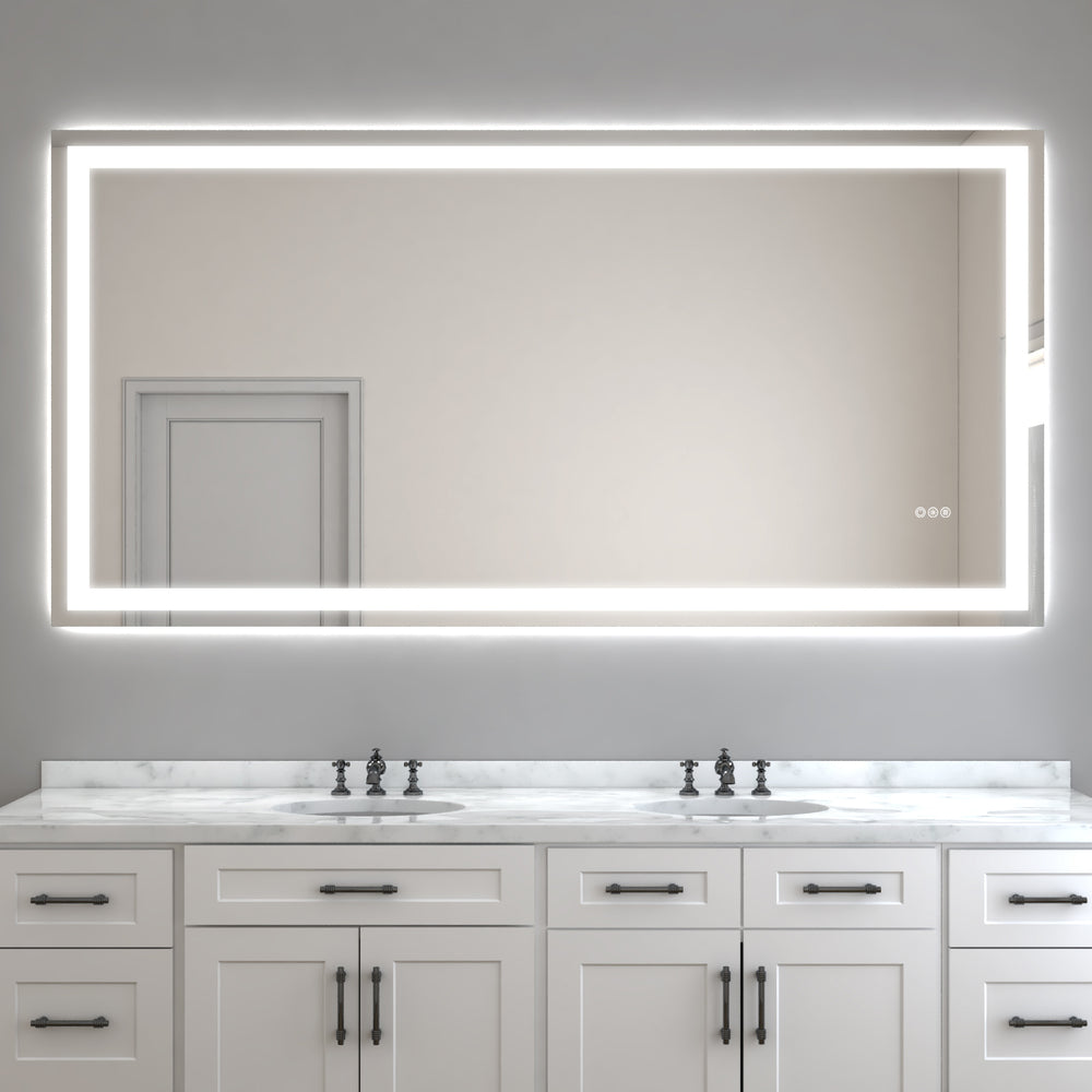 English Elm 72x36" Frameless Eco Mirror with Dual Front & Back LED Strips, 3-Color Temp, UL Listed, Plug-In Mountable T3177P320561