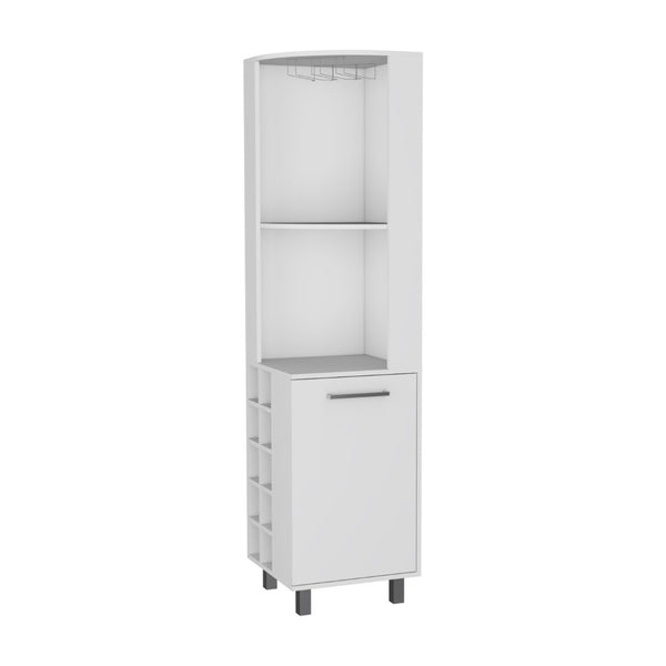 English Elm Fm Furniture Leah Corner Bar Cabinet with Wine Rack Open Shelves White Modern B128S00045