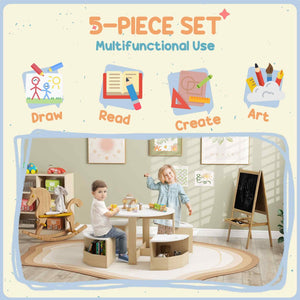 English Elm Qaba Kids Table And Chairs Set – 5-Piece Storage Solution For Art, Crafts, Playroom, Classroom Fun W2225P217323-GIGA
