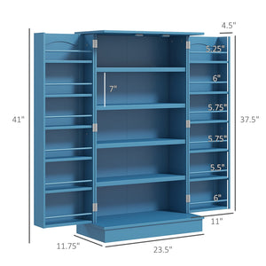 English Elm HOMCOM 41" Kitchen Pantry Storage Cabinet with 5-Tier Shelves, 12 Door Racks, Anti-Tip Straps, Sleek Design Blue W2225P229099