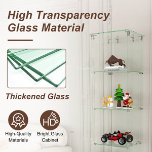English Elm Premium 5-Tier Glass Display Case With Led Lighting, Stylish Design For Collectibles, Home & Office W2700P353066-GIGA