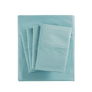 JLA Home Madison Park - Cotton sateen sheet set with peachy-soft finish, OEKO-TEX certified, durable wrinkle-resistant comfort Aqua MPH20-0014