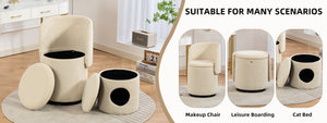 English Elm Stylish Barrel Swivel Accent Chair Upholstered Seat with Storage for Vanity or Dining W3248P424639