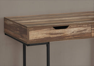 English Elm Computer Desk With Storage Drawers, Modern Brown Laminate & Black Metal Frame, Compact Design B2710P219843