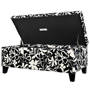 English Elm Christopher Knight Home® - Luxury Storage Ottoman with Floral Patterned Fabric, Soft-Close Hinges, Hidden Compartment for Blankets and Seating Comfort Black Floral,White N767P257582W