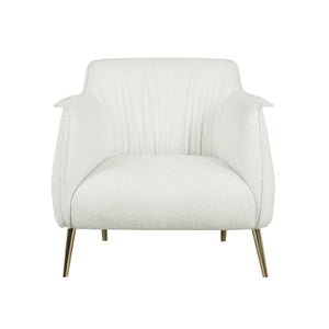 English Elm Luxury Rachael Bouclé Accent Chair with Curved Wrapback, Gold Stiletto Legs, Modern Glam Seating White 33 L x 33.5 W x 24 H B011P256312