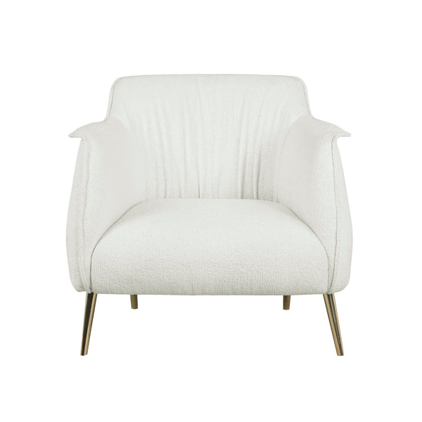 English Elm Luxury Rachael Bouclé Accent Chair with Curved Wrapback, Gold Stiletto Legs, Modern Glam Seating White 33 L x 33.5 W x 24 H B011P256312