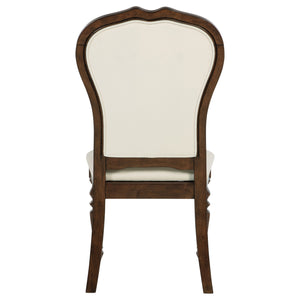English Elm 2pc Farmhouse Ladderback Dining Chairs with Padded Latte Upholstery, Asian Hardwood Frame, Wire-Brushed Texture Brown,Ivory 43.11 L x 22.83 W x 14.37 H B011P298385