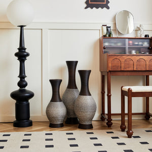 English Elm Desktop PVC Vase Set of 3 Decorative Tall Floor and Table Vases—Modern Durable Artful Accents for Home Brown white W2796P261479