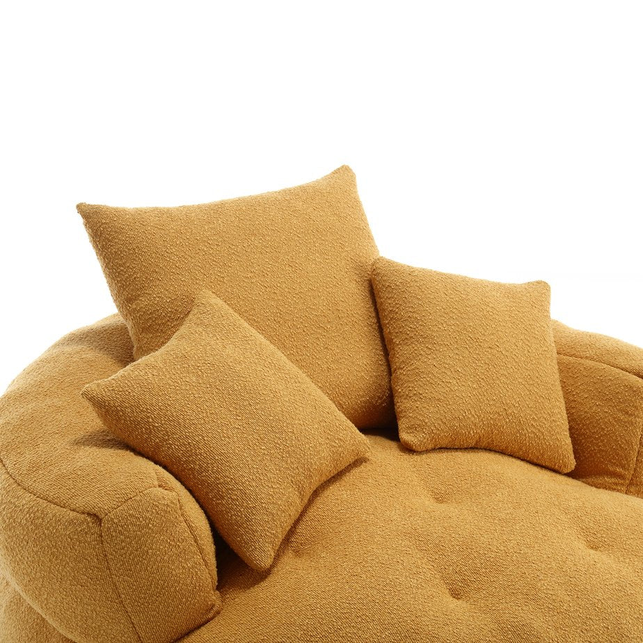 English Elm COOLMORE Chenille Sponge circular sleeper chair with removable washable cover, plush pillows & space-saving design Yellow W1539P312248