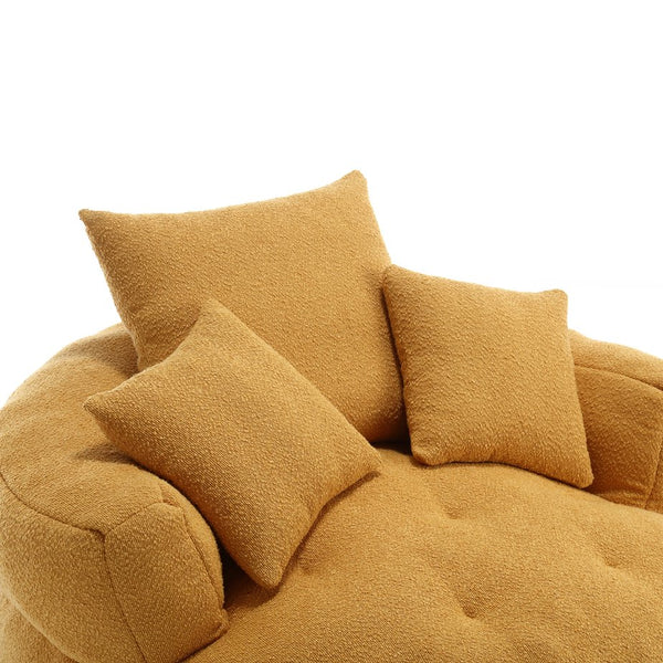 English Elm COOLMORE Chenille Sponge circular sleeper chair with removable washable cover, plush pillows & space-saving design Yellow W1539P312248
