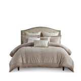 Madison Park Signature Pescal Transitional Oversized Velvet Comforter Set with Euro Shams and Throw Pillows MPS10-522 Beige