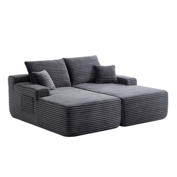 English Elm 75"cloud Double Chaise Sectional Plush Fabric Sofa Deep Seat Modern Living Room W3975S00058