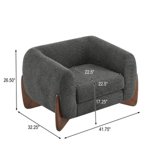 English Elm Christopher Knight Home® - Modern Upholstered Round Arm Accent Chair with Velvet Finish, Elegant Curved Back and Three Legs Design Dark Gray,Walnut 39.5 L x 32.5 W x 23.25 H N776P216196C