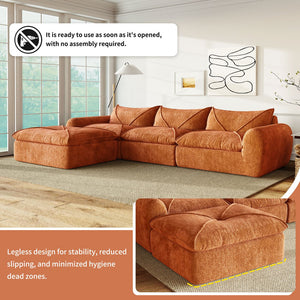 English Elm 116'' Fully Compressed Sofa with Legless Chenille Design, High-Density Comfort, Modular Flexibility and No Assembly Required Orange N723S9707G